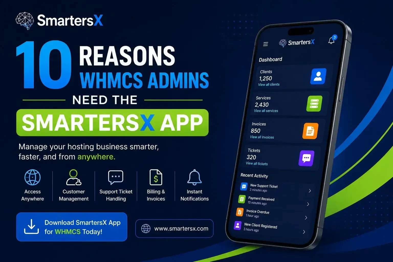 10 Reasons WHMCS Admins Need the SmartersX App