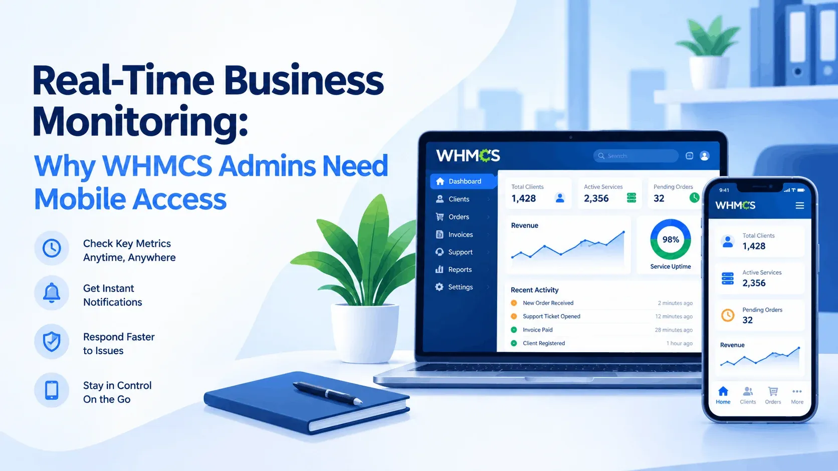 Real-Time Business Monitoring: Why WHMCS Admins Need Mobile Access